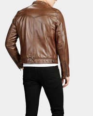 Men's Biker Soft Casual Leather Jacket Zenith Brown