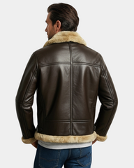 Men’s RAF B3 Real Leather Flying Aviator Sheepskin Bomber Jacket Zenith Brown