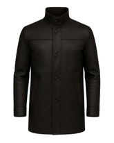 Dark Espresso Men’s Stand-Collar Leather Coat