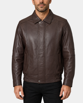 Men’s Bomber Leather Jacket Classic Style Jim – Zenith Brown Nappa