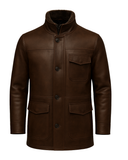 Men’s Shearling Lined Leather Field Coat — product photograph 3