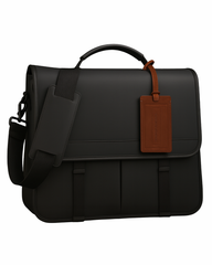 Urban Command Black Leather Messenger Bag