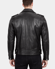 Mens Heavy Duty Leather Biker Brando Jacket Nova Black