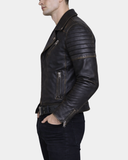 Men’s Biker Leather Jacket with Dual Zip Hook – Paradox Rub Off – product view 4