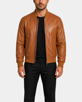 Men’s Leather MA-1 Bomber Jacket – Ryan Dynamo Tan