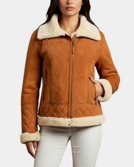 Women’s Merino Sheepskin Aviator Jacket in Dynamo Tan