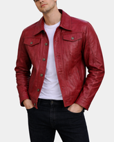 Men's Leather Lee Rider Casual Jacket Terry Infinite Burgundy