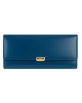 Sapphire Blue Leather Long Wallet for Women