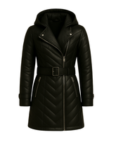 Noir Ember ¾ Leather Puffer Leather Coat Nova Black