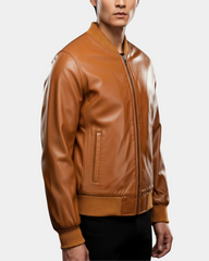 Men's Leather MA-1 Bomber Jacket Ryan Dynamo Tan