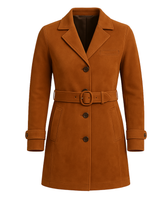 Sable Fox ¾ Suede Belted Trench Coat Cognac