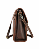 Executive Dark Walnut Leather Messenger Bag