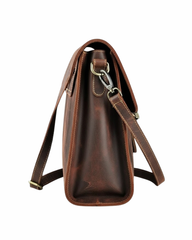 Executive Dark Walnut Leather Messenger Bag