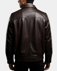 Men's Bomber Leather Jacket Classic Style Jim Zenith Brown Nappa