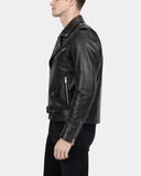 Men’s Heavy-Duty Leather Biker Brando Jacket – Nova Black – product view 3