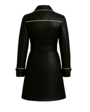 Midnight Luxe ¾ Leather Coat — Noir Beige