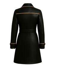 Midnight Luxe ¾ Leather Coat — Noir Beige