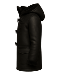 Midnight Harbor Men’s Hooded Shearling Duffle Coat