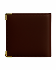 Brown Leather Wallet with Gold Metal Corners