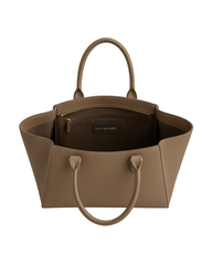 Mocha Winged Tote Pebbled Taupe Women Leather Bag