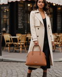 Low Key Duffle Tote Smooth Tan Women Leather Bag – product view 2