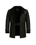 Midnight Regent Men’s Sheepskin Leather Coat blends military Nova Black – product view 3