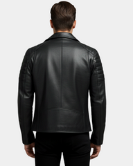 Men’s Biker Leather Jacket with Single Zip Hook Nova Black