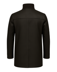 Dark Espresso Men’s Stand-Collar Leather Coat