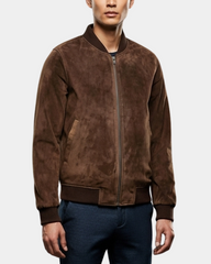 Men's Suede MA-1 Bomber Jacket Trevor Zenith Brown