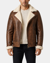Men’s Aviator Sheepskin Pilot Jacket – Blen Vintage Zenith Brown