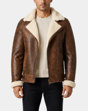 Men’s Aviator Sheepskin Pilot Jacket – Blen Vintage Zenith Brown