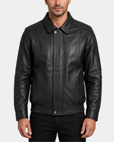 Men's Bomber Leather Jacket Classic Style Jim – Nova Black