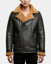 Men’s Aviator Sheepskin Pilot Leather Bomber Jacket Zenith Brown Ginger