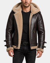 Men’s Bomber Flying Aviator B3 Real Leather Jacket with Double Collar – Zenith Brown (MF7)
