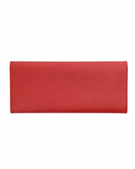 Radiant Red Saffiano Leather Long Wallet for Women