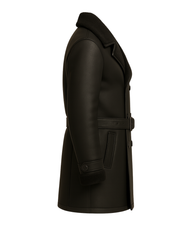 Midnight Regent Men’s Sheepskin Leather Coat blends military Nova Black