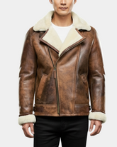 Men’s Aviator Sheepskin Pilot Jacket Blen Vintage Zenith Brown