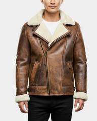 Men’s Aviator Sheepskin Pilot Jacket Blen Vintage Zenith Brown