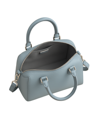Pastel Sky Duffle Satchel – Pebbled Blue Leather Bag
