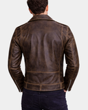 Mens Leather Biker Brando Design Jacket Zenith Brown – product view 2