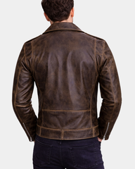 Mens Leather Biker Brando Design Jacket Zenith Brown