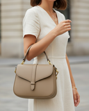 Burnt Orange Leather Box Satchel Ladies Leather Handbag