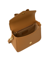 Tan Leather Bow Crossbody