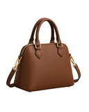 Cafe City Flap Satchel Pebbled Coffee Brown Women Leather Bag – product view 4