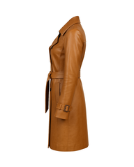 Crimson Sienna Heritage Trench – Women’s Tan Leather Coat