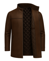 Chestnut Harbor Men’s Standing Collar Leather Car Coat