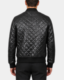 Men’s Leather Quilted Bomber Jacket – Warren Nova Black