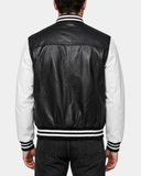 Men’s Leather College Boy Varsity Jacket – Garry Black Astral White