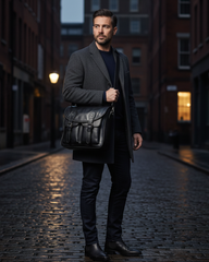 Regal Noir Vintage Leather Messenger Bag