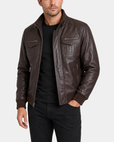 Men’s Leather Bomber Flight Jacket – Tom Zenith Brown